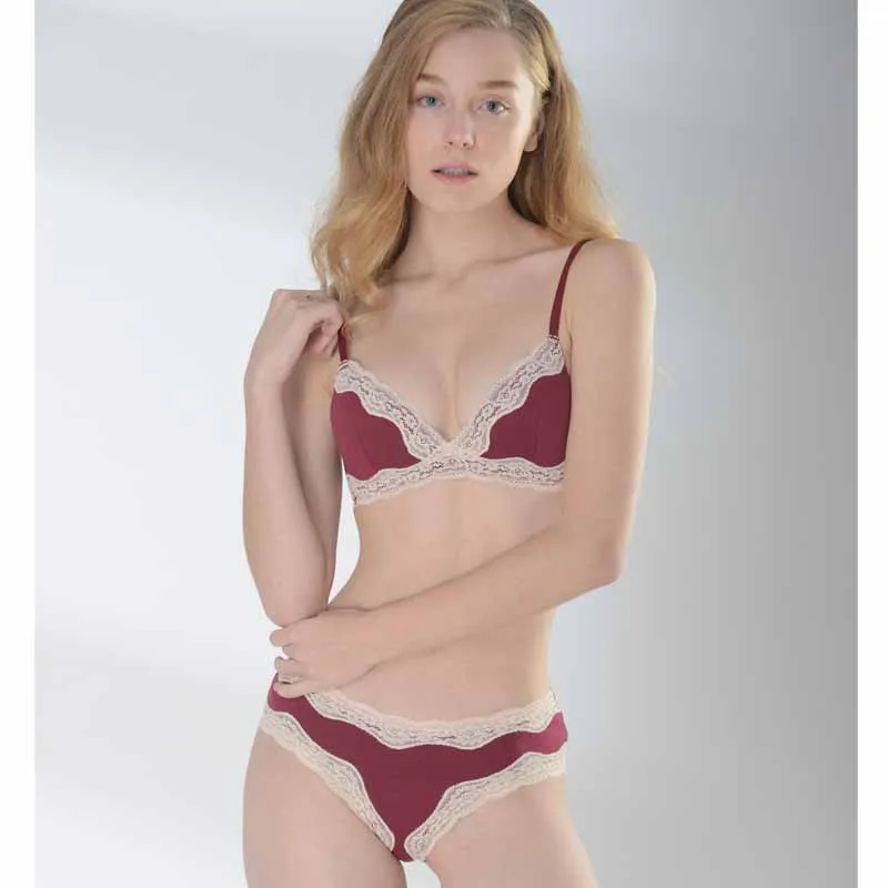 picture color Munllure пикантные Треугольники чашки тонкий кружевное нижнее белье Для женщин модные однотонные Цвет мягкий удобный хлопчатобумажный комплекты бюстгальтеров, нижнее белье - Цвет: picture color