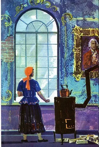 Aelita Sunrise Ретро советская научно-фантастическая комическая иллюстрация искусство