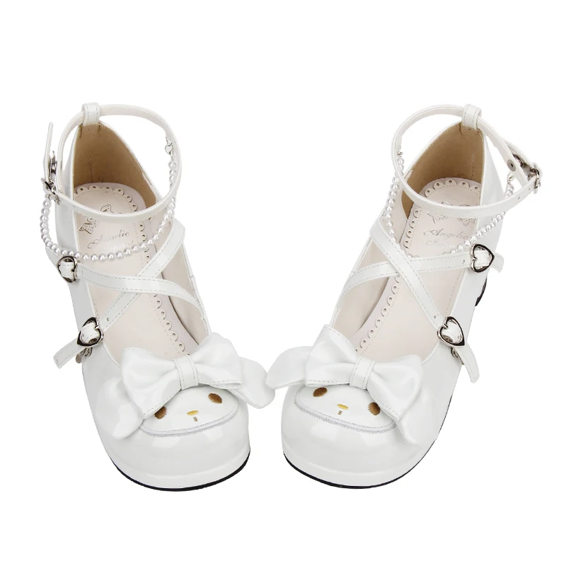 Красивые туфли с поперечным ремешком и рисунком кролика для девочек красивые