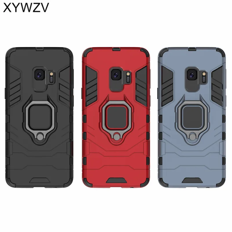 For Samsung Galaxy S9 Case Magnetic Metal Finger Ring Holder Hard PC Phone Fundas |
