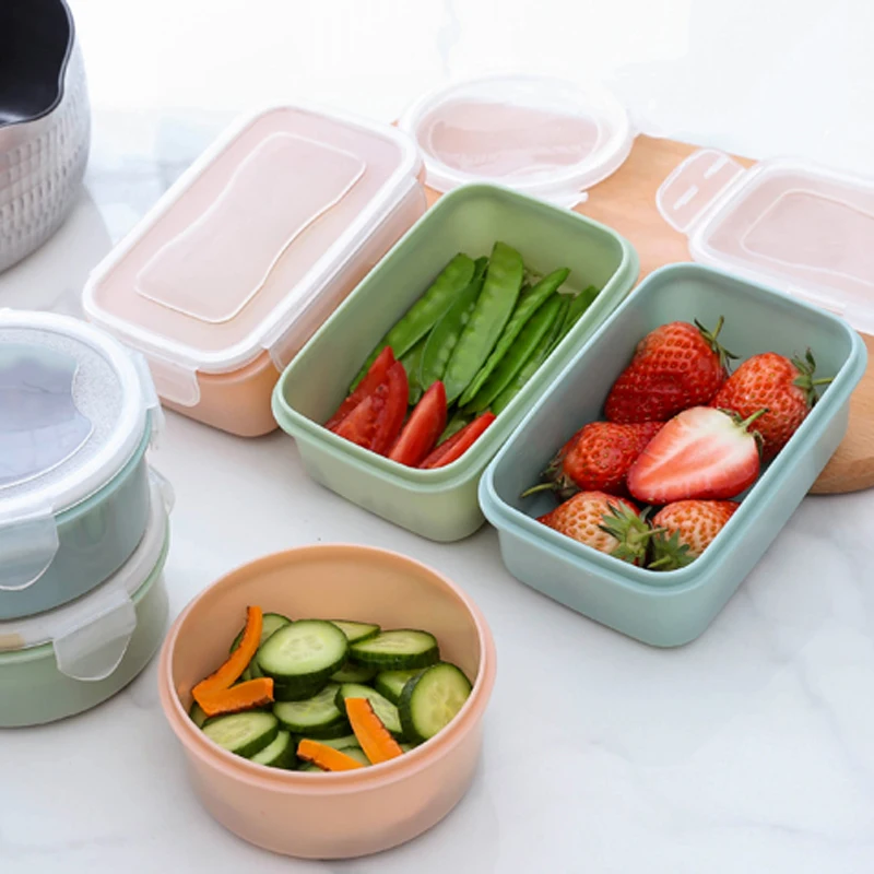 Маленький контейнер для хранения еды мини Bento круглые квадратные контейнеры