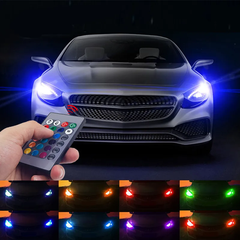 2 шт. T10 W5W светодиодный фонарь для автомобиля RGB с пультом дистанционного