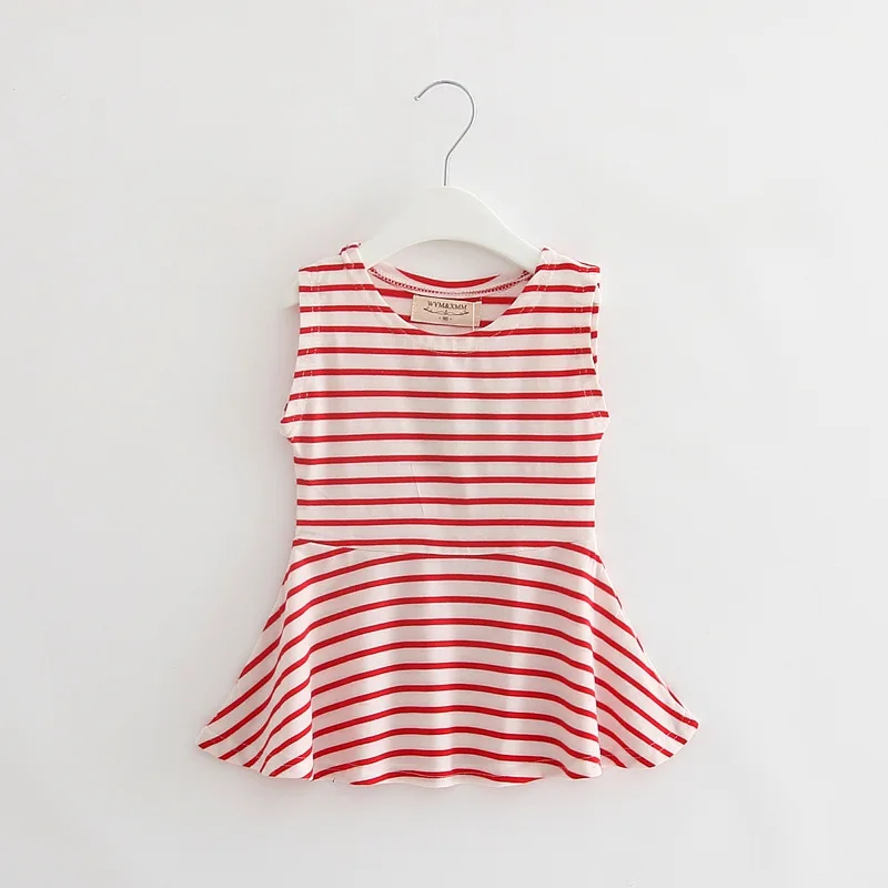 Модные комплекты одежды в полоску для девочек платье детей одежда летняя детская