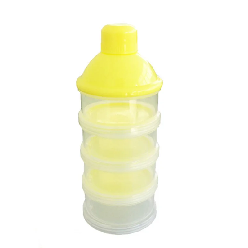 Yellow 4 layer Портативный для малышей питание молоко порошок и контейнер для пищевых бутылок 3 ячейки ящик с отделениями@ ZJF - Цвет: Yellow 4 layer