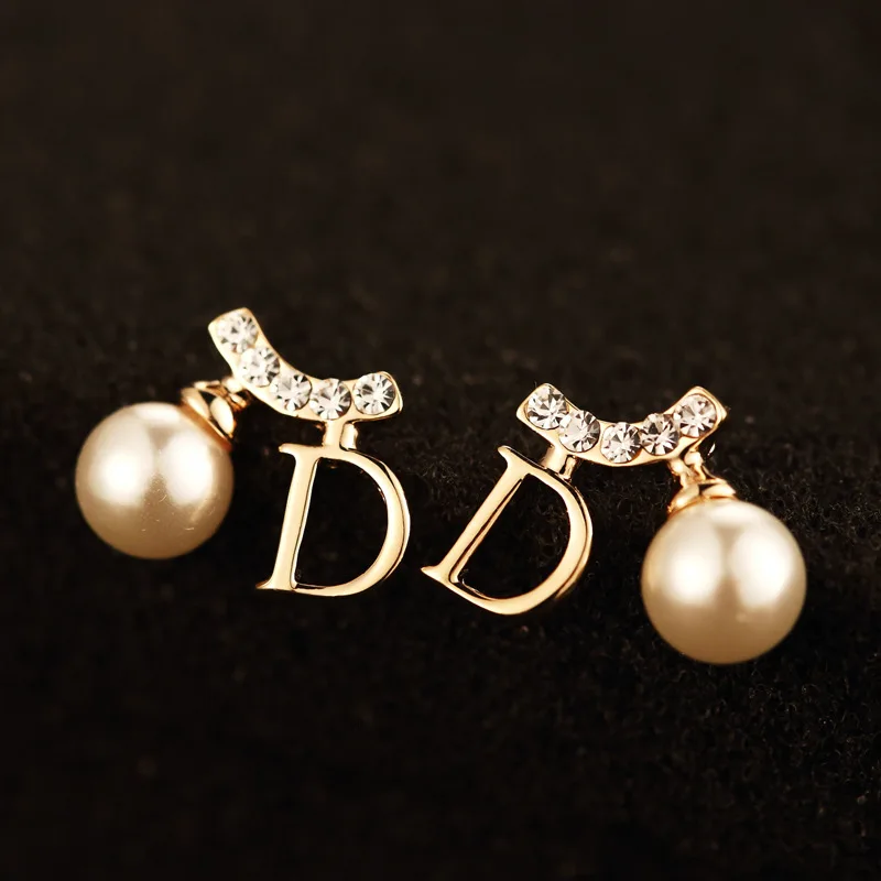Новые роскошные брендовые D жемчужные серьги гвоздики для женщин модные
