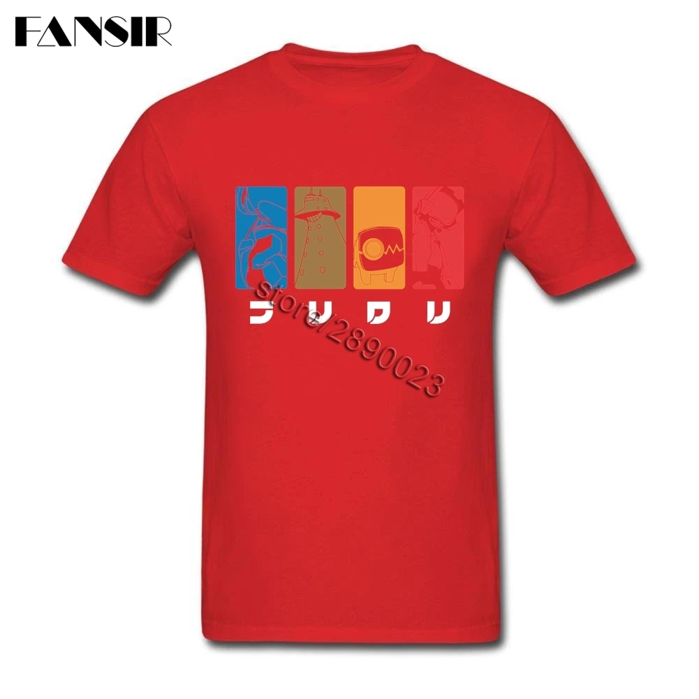 FLCL футболка с короткими рукавами для мальчиков, Camisetas, хлопок, мужская домашняя кофта с круглым горлом, футболка для команды - Цвет: Красный
