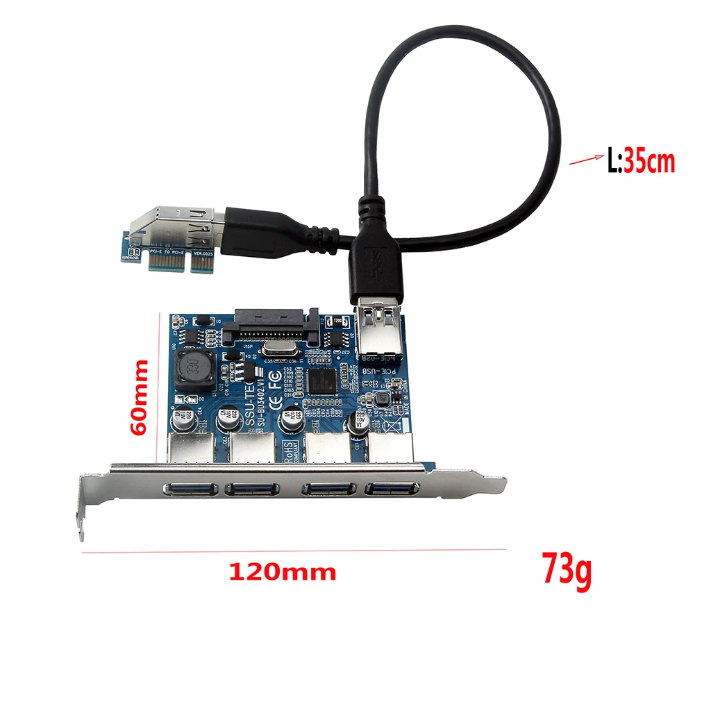 Супер скоростная 4 порта USB 3 0 быстрая 5 Гбит/с PCI E Плата расширения Express адаптер
