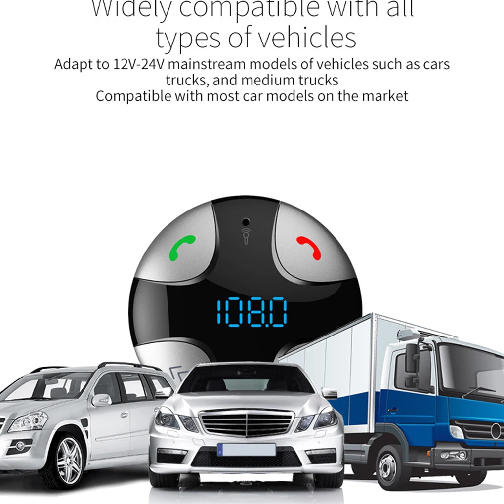 Bluetooth 4,2 FM передатчик автомобильный беспроводной радио адаптер MP3 плеер громкой связи двойной USB Обнаружение напряжения