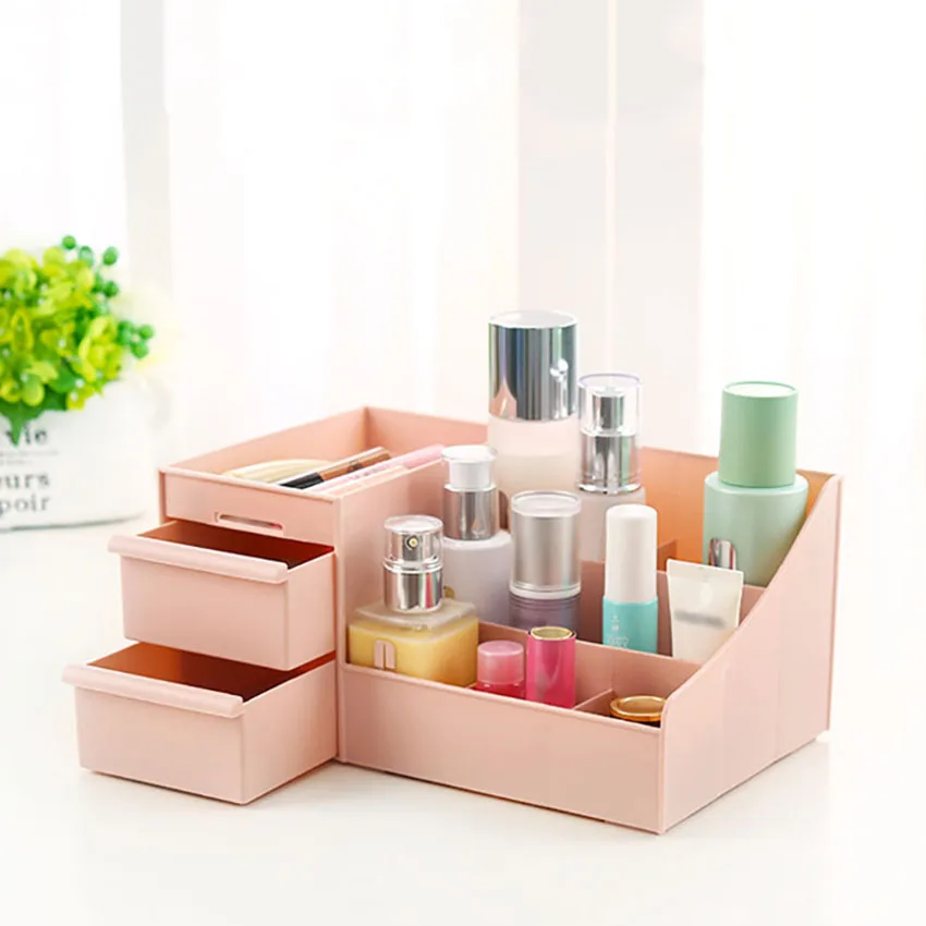 Plastic Cosmetic Drawer Makeup Organizer Storage Box Container Desktop Casket Holder Sundries Case | Дом и сад