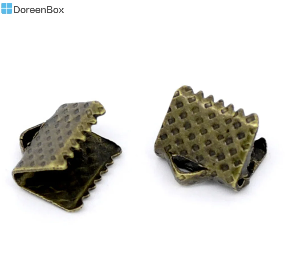 Doreen Box Lovely 200 бронзовый тон текстурированные концевые колпачки Обжимные бусины 8x8