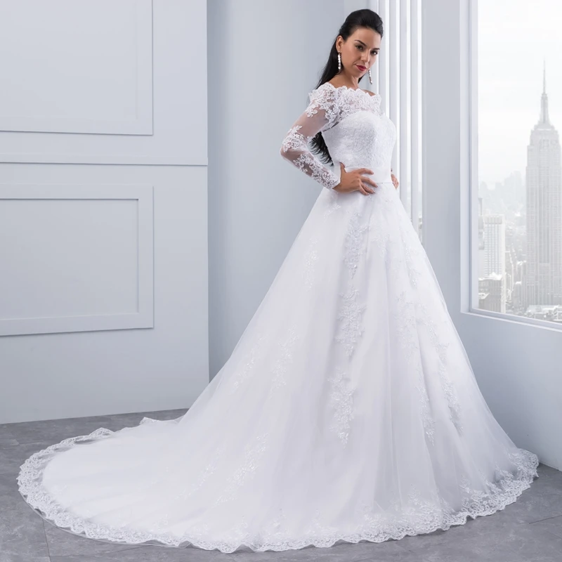 Miaoduo Vestidos De Novia кружевное свадебное платье с длинным рукавом бальное платье Свадебные платья Robe De Mariage свадебные платья