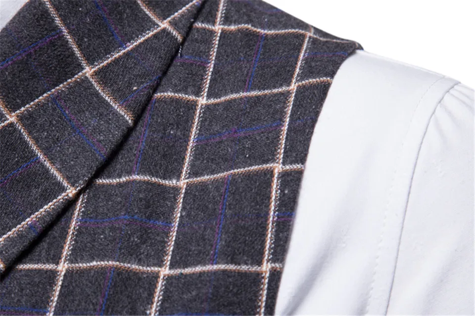 Riinr, бренд, мужской Клетчатый жилет, 3XL, 4XL, модный жилет для вечеринки, мужской жилет, английский стиль, деловой стиль, повседневный серый жилет для мужчин