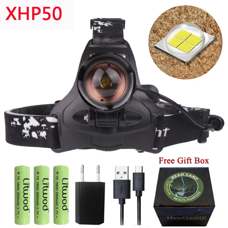 G Z90 Litwod 2808 XLamp XHP70.2 светодиодный 32 Вт zoom светодиодный налобный фонарь 4292lm лучший яркий Мощный налобный фонарь - Испускаемый цвет: G