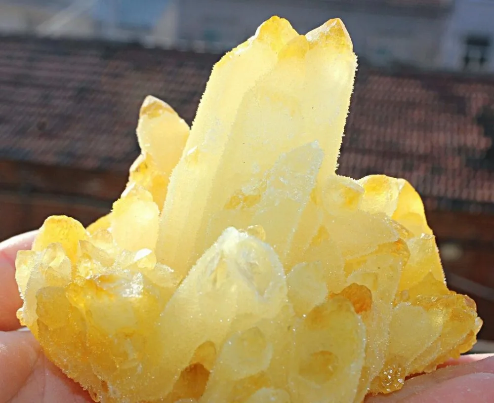 Редкий! Новый Желтый цитрин кварцевый кристалл кластер образец | Дом и сад