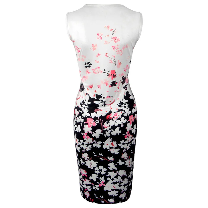 Gaeshow элегантный цветочный летние платья карандаш для Для женщин с круглым