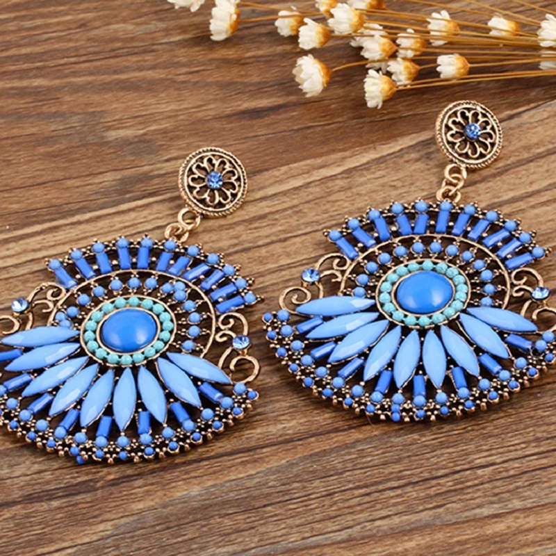 Женские Висячие серьги с большими кристаллами винтажные длинные висячие в