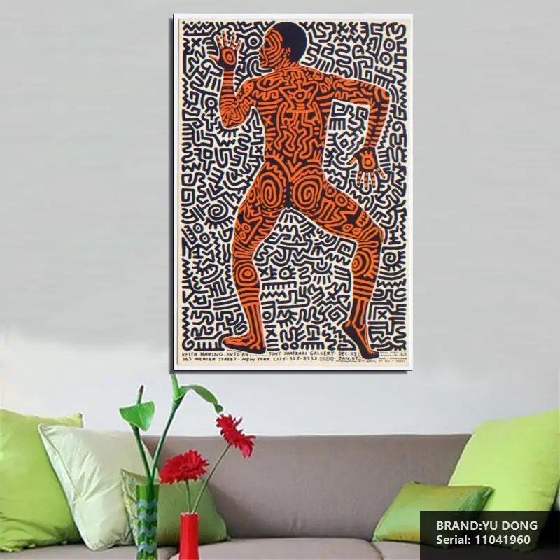 Кит ХАРИНГ Оригинальный Поп АРТА ЖИКЛЕ плакат печать на холсте Мультфильм