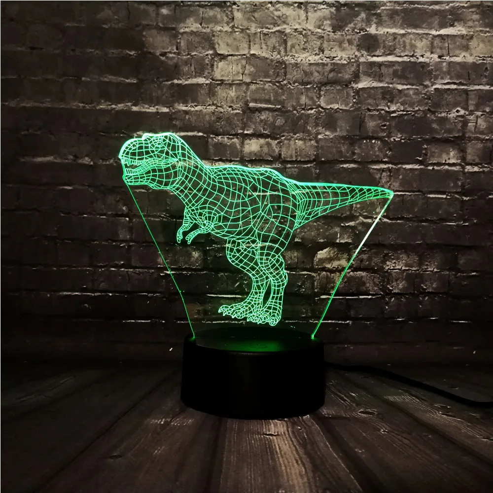 Tyrannosaus Jurassic park 3D Dinosaur Night Light LED 7 Color USB Change Decor Home Mood Table Luster Kids Birthday lamp | Лампы и