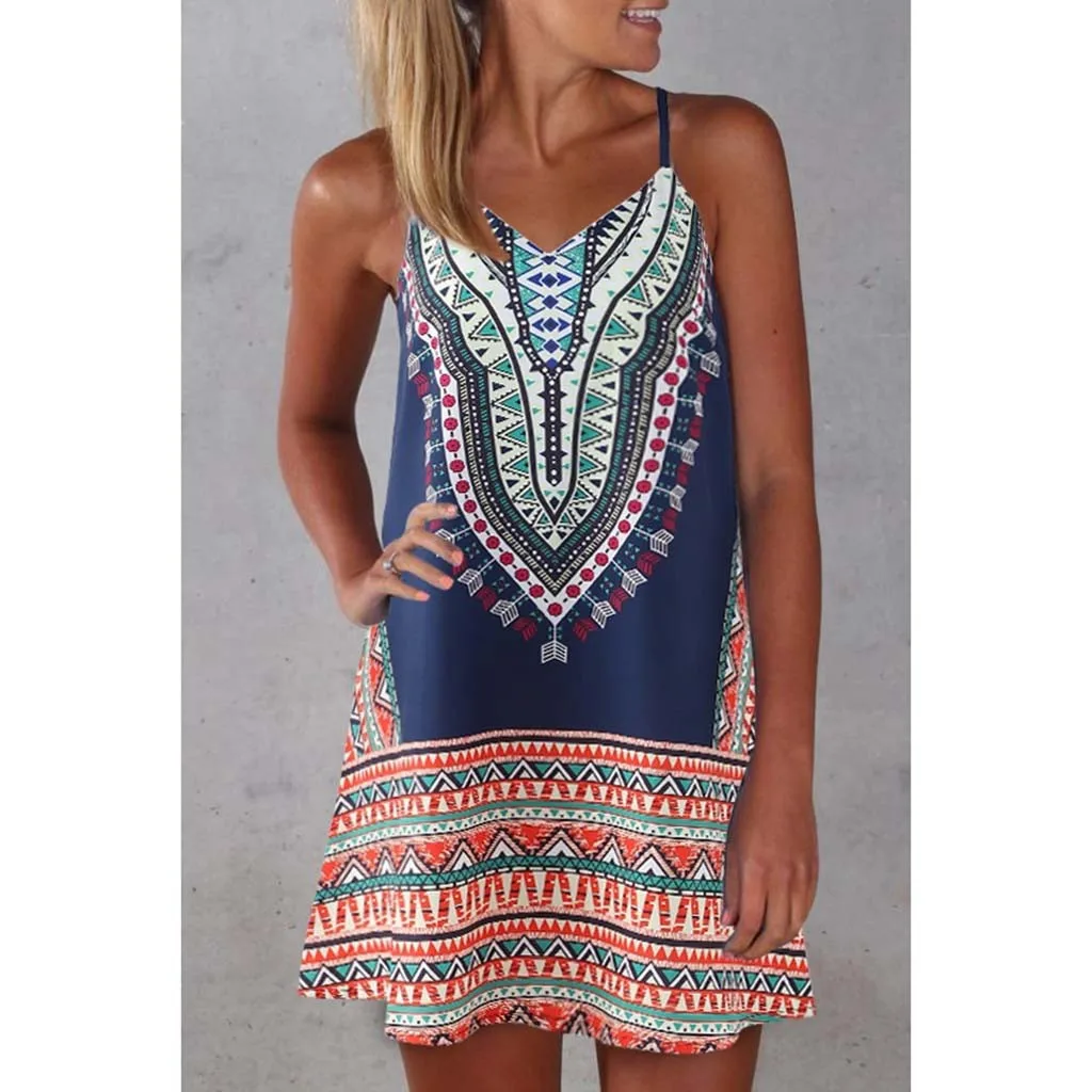 Женское летнее платье без рукавов ТРАПЕЦИЕВИДНОЕ Макси-Платье с принтом размера