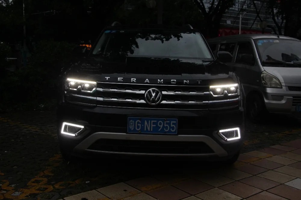 Osmrk led drl Дневной ходовой светильник для Volkswagen teramont-18 atlas, беспроводной переключатель, желтый указатель поворота, функция dim