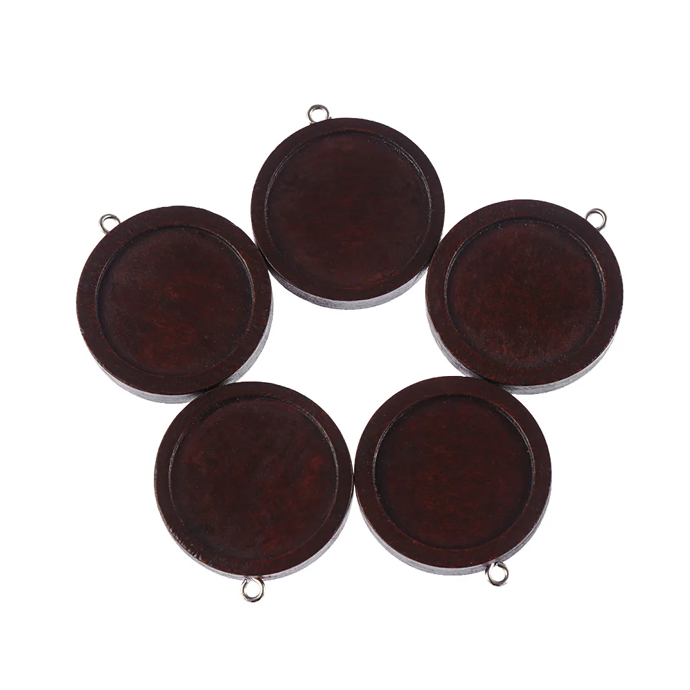9-Dark brown(25mm) 10 шт. полимерная полая рамка деревянное круглое ожерелье Нижний Кронштейн основа уход рамка кулон гнездовая оправа Кабошон DIY ремесло - Цвет: 9-Dark brown(25mm)