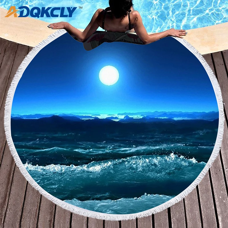 ADQKCLY красивое живописное пляжное полотенце с кисточками большой круглый пледы