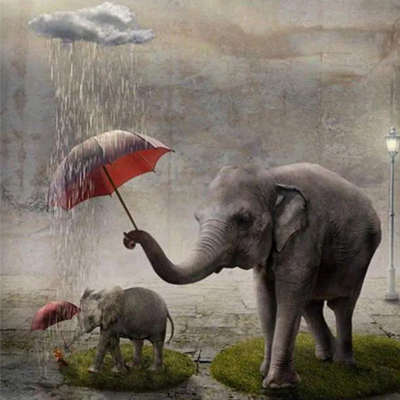 Полностью Алмазная Картина милые слоны Diy вышивка украшение животного для