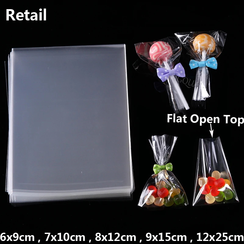 Прозрачные плоские маленькие пластиковые пакеты с открытым верхом упаковка для