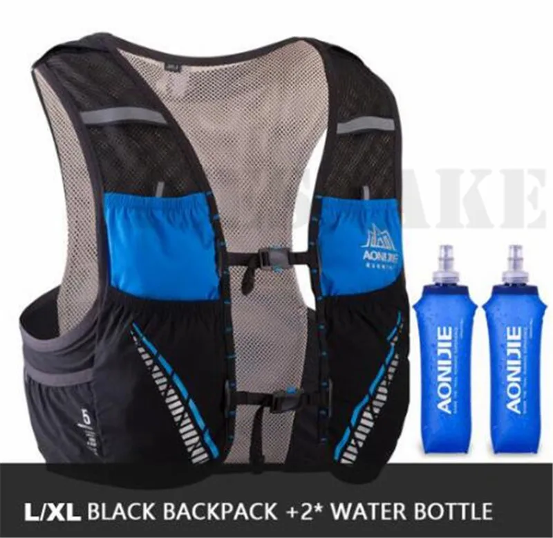 LXL Black 2 bottle AONIJIE 5L гидратационный рюкзак, сумка, жилет, марафон, Велоспорт, скалолазание, водный рюкзак, жгут, водный Пузырь, бег, гонки - Цвет: LXL Black 2 bottle