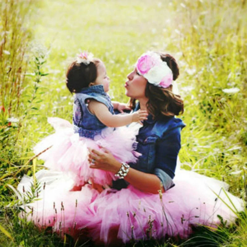Mother Daughter Tutu Skirt Kids Princess Girls Lovely Ball Gown TUTU Skirts Fluffy Outfits Family Matching Clothes Baby | Мать и ребенок