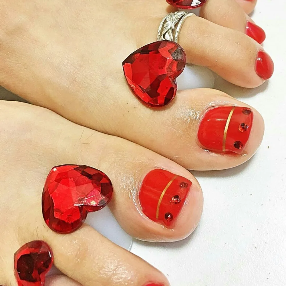 New Silica Gel Foot Toe Separator Finger Protector Nail Tips Flower Red Heart Image For Flexible Use UV Polish Art Tool | Красота и