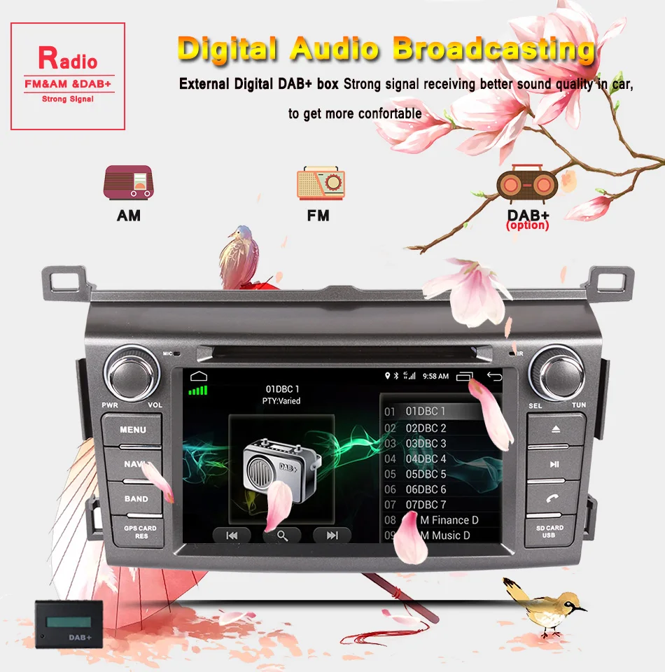 8 ядерный Android 9,0 автомобильный dvd-плеер для Toyota RAV4 Rav 4 2013- 2din 1024*600 автомобильный dvd gps wifi магнитофон