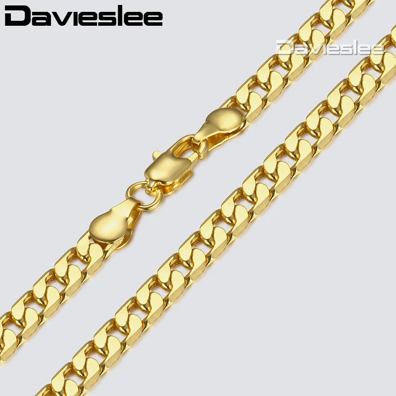 Мужское и женское ожерелье с золотым наполнителем Davieslee LGN27 4 мм|fashion jewelry|jewelry
