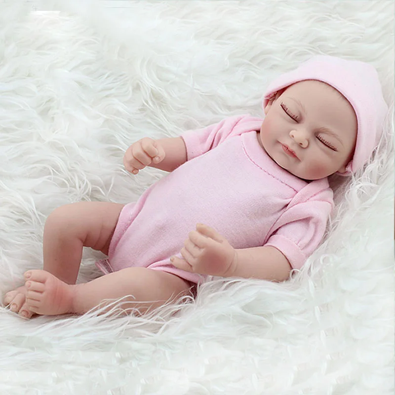 10 дюймов 28 см полный Силиконовый Reborn Baby куклы живые реалистичные настоящие куклы мини Реалистичная для малышей и новорожденных Игрушки для девочек подарок на день рождения - Цвет: Girl