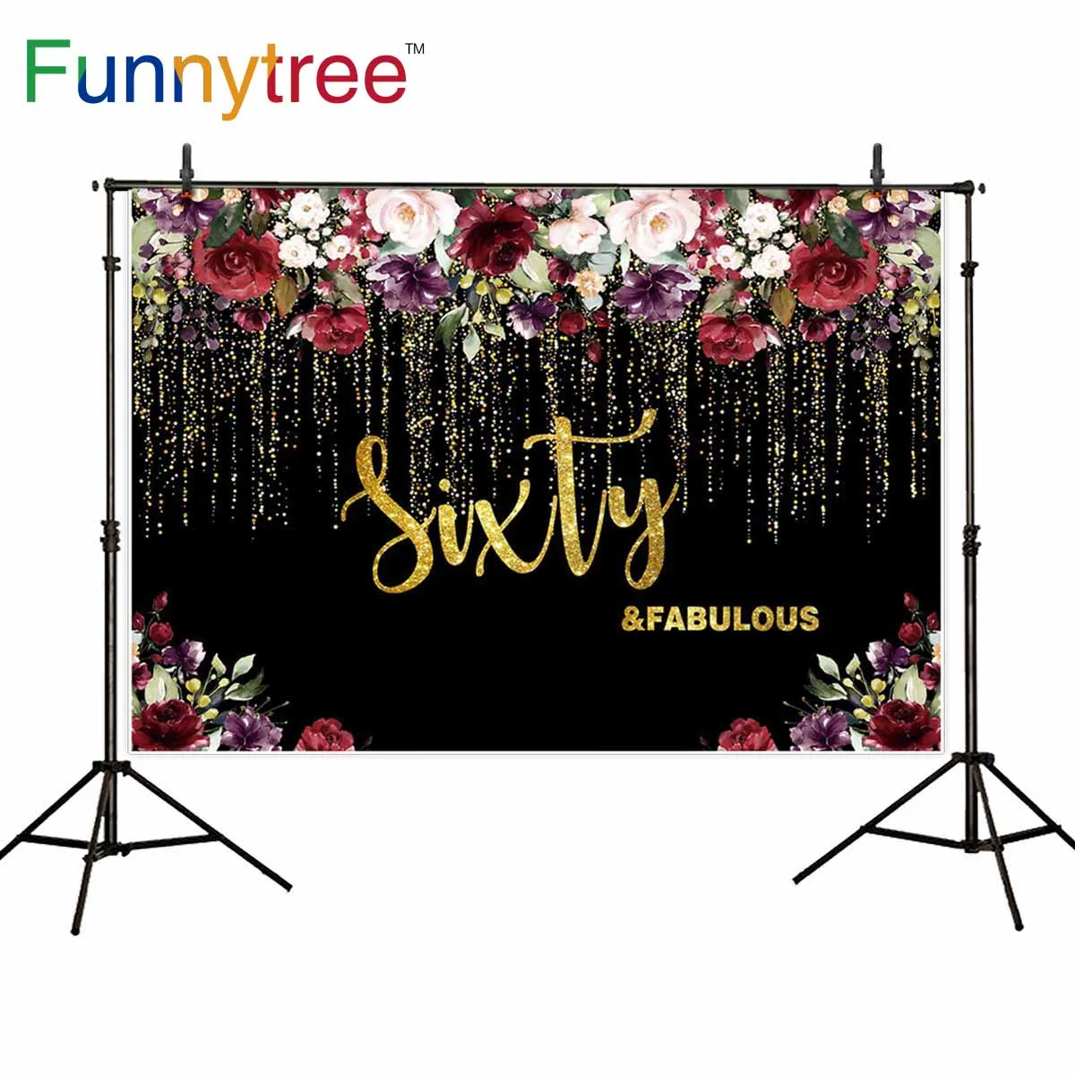 

Funnytree photographic background 60 flower golden light post famaily party studio photo backdrops photophone photocall custome