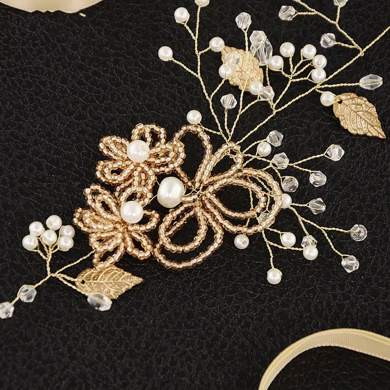 Fashion Bridal Belt Headband Beaded Wedding Accessories Flowers And Pearl For Women Dress Thin Party | Свадьбы и торжества