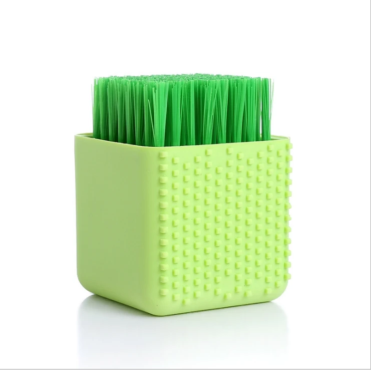 green Силиконовая щетка для стирки, мягкая щетка для чистки волос, щетка для обуви, щетка для чистки нижнего белья, щетка для нижнего белья двойного назначения b - Цвет: green