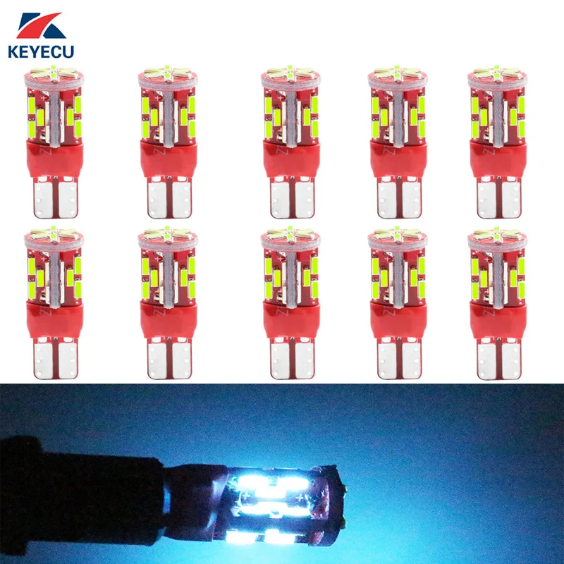 

KEYECU 10x T10 194 W5W Ледяной Синий 30SMD 4014 светильник лампа для автомобиля сменная лампа резервный фонарь заднего хода габаритный фонарь