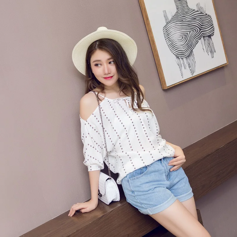 2018 новый летний Для женщин рубашки короткий рукав Свободные шифон тонкий росы