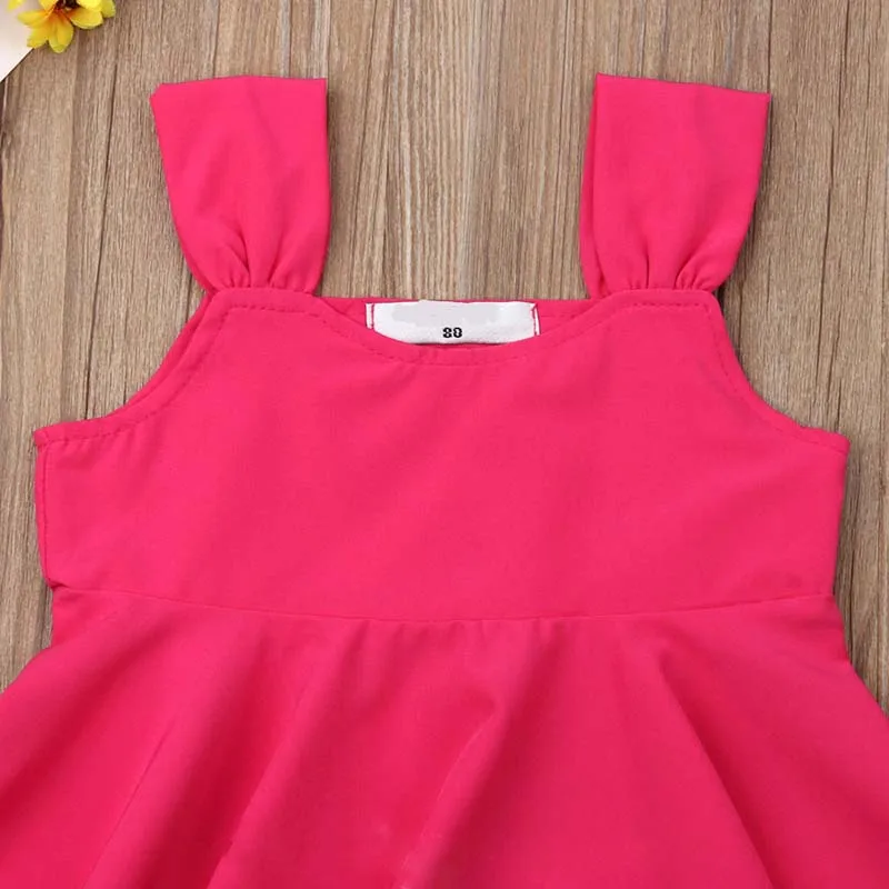Новая модная летняя одежда для новорожденных девочек платье без рукавов +