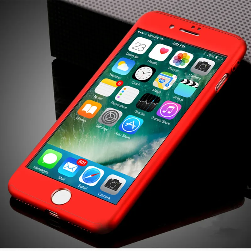 Роскошный Матовый чехол с полной защитой 360 градусов для iPhone 6 6S 7 Plus 5 5S 8 X XS пленка