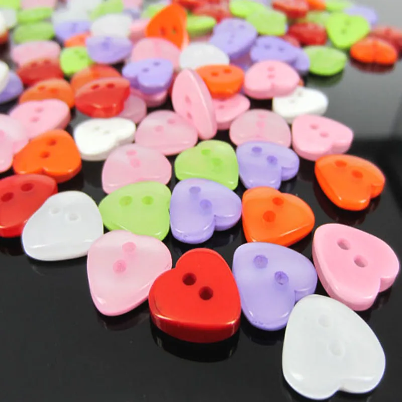 

50pcs 1/2" Heart resin button sewing 2 holes clear buttons for Kid's shirt garment accessory 11x12mm