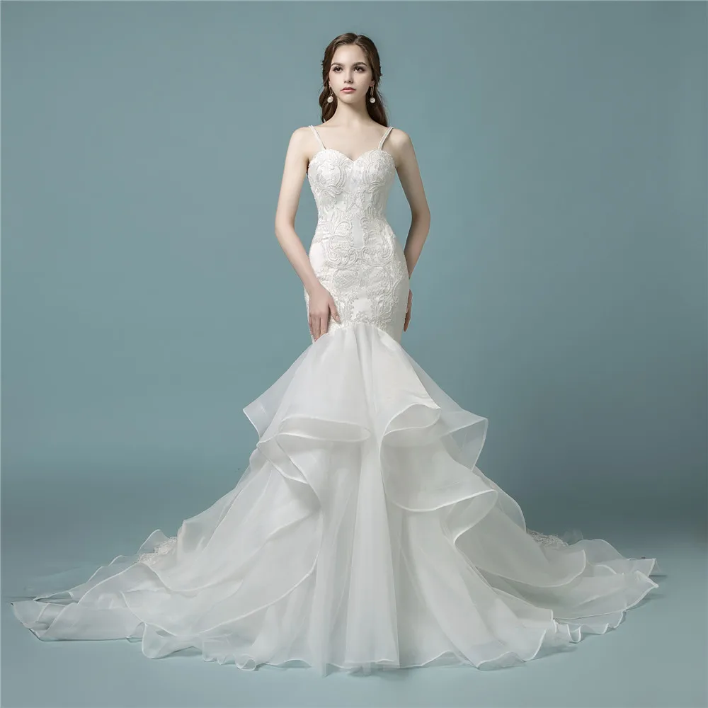 Vestidos De Noiva 2020 сексуальное платье невесты на подтяжках свадебное русалки длинное