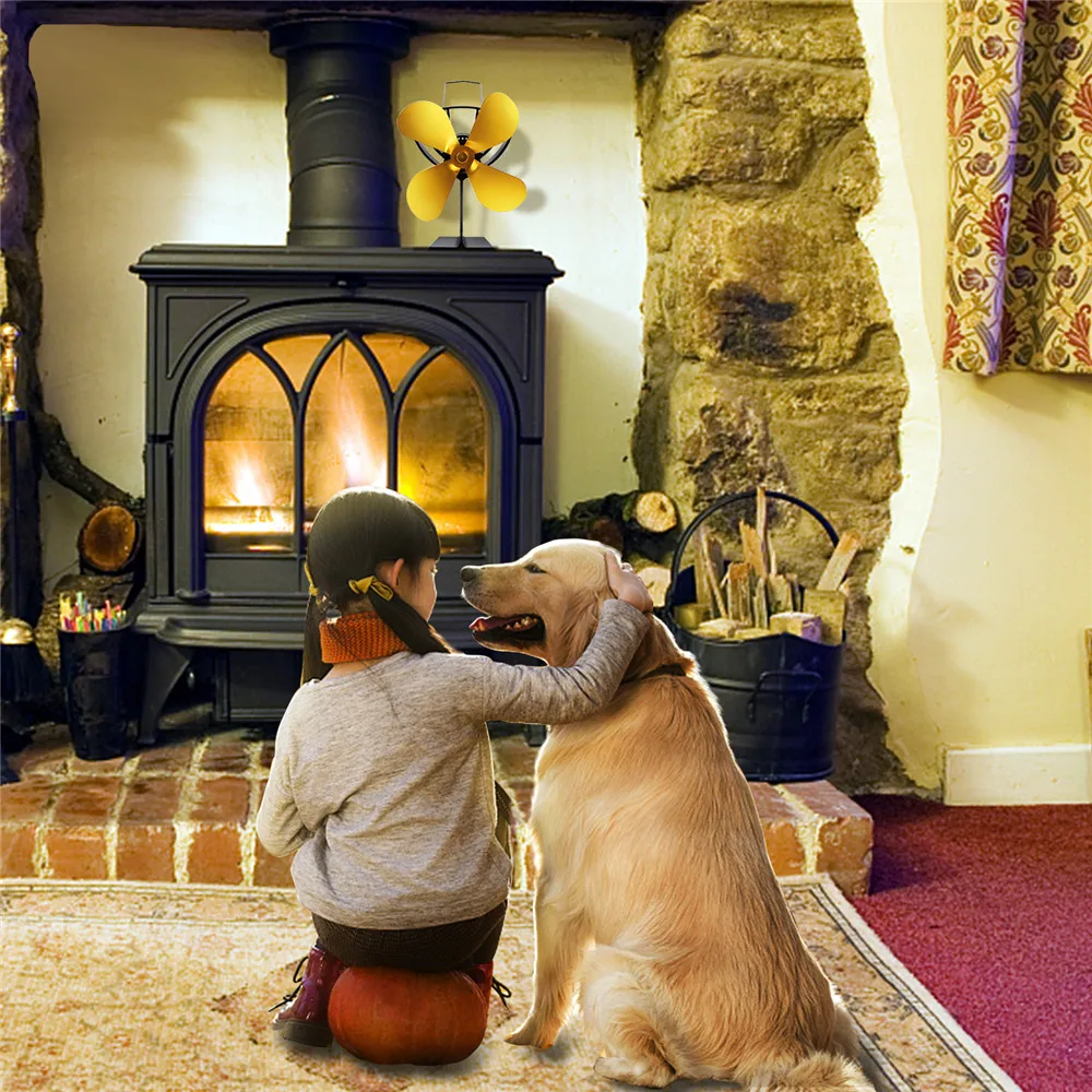 Вентилятор для камина бесшумный 4 Лопастной вентилятор большого размера с