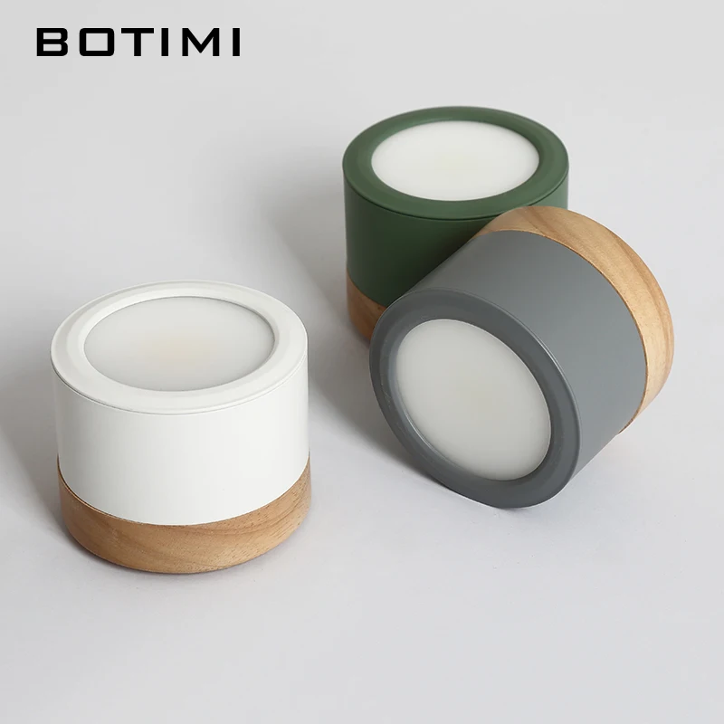 BOTIMI-luces con pantalla de Metal para pasillo, lámpara de techo de madera redonda, iluminación montada en superficie gris, nórdica, 220V