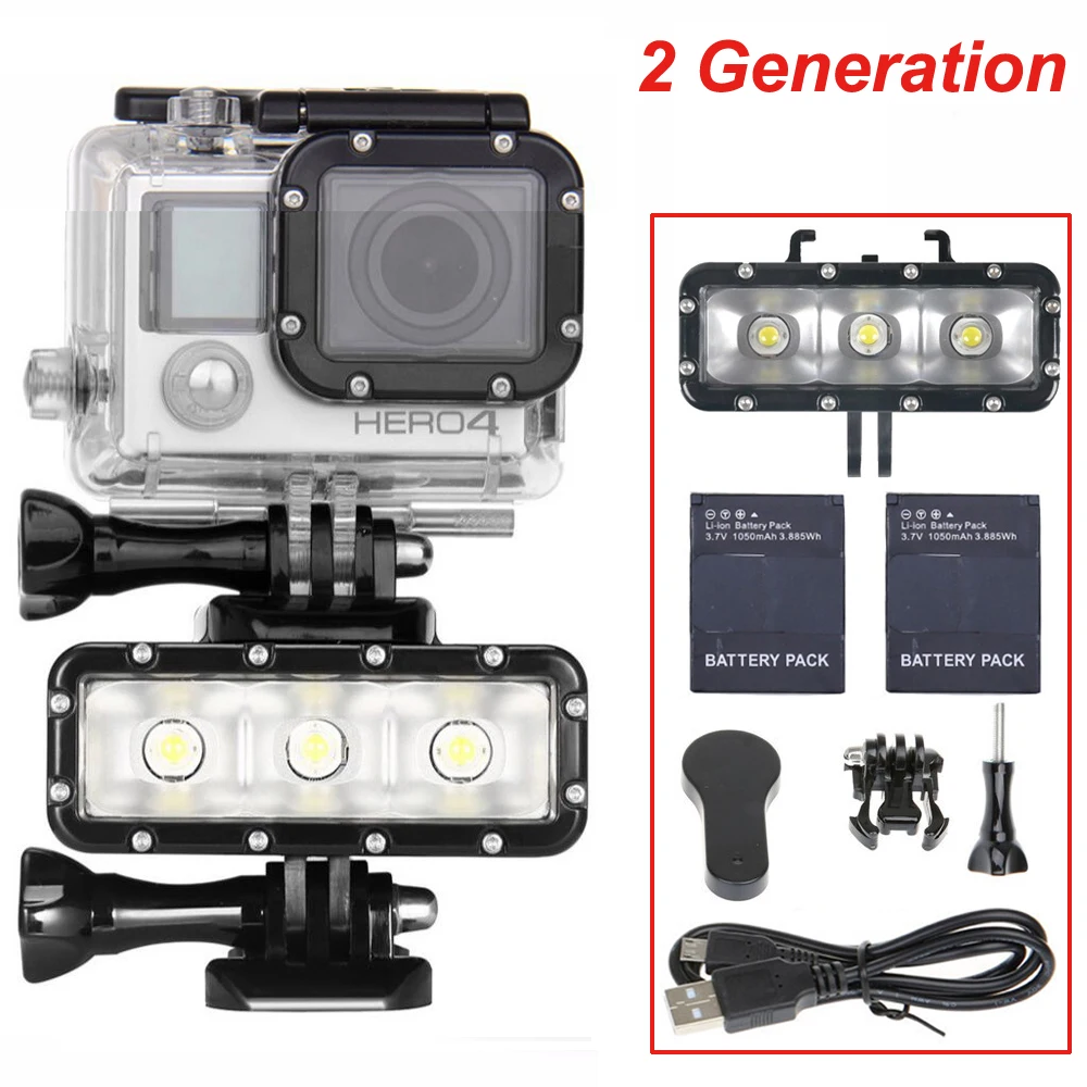 Светодиодная вспышка для дайвинга подводная лампа видеосъемки Для GoPro Hero 8 7 6 hero5 4