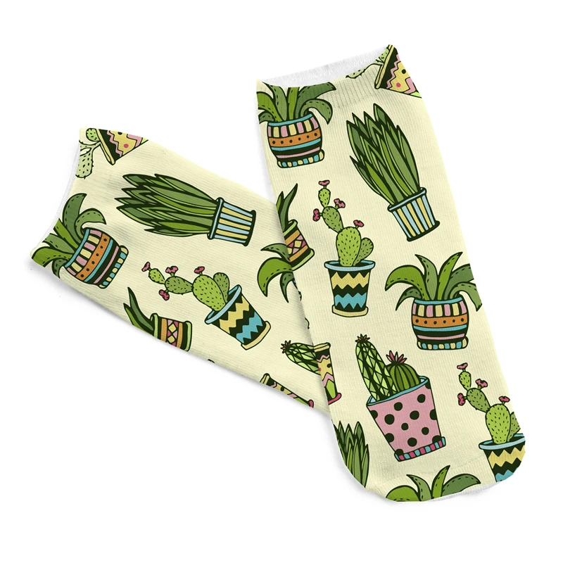 Кактус в горшке 2018 Горячие Смешные Носки Модные 3D печатные хлопковые Harajuku