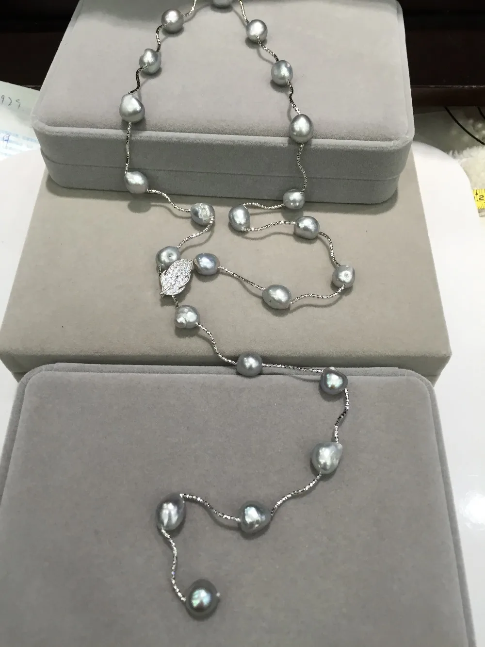 Барокко природа пресноводный жемчуг ожерелье и серьги ювелирный набор серый с
