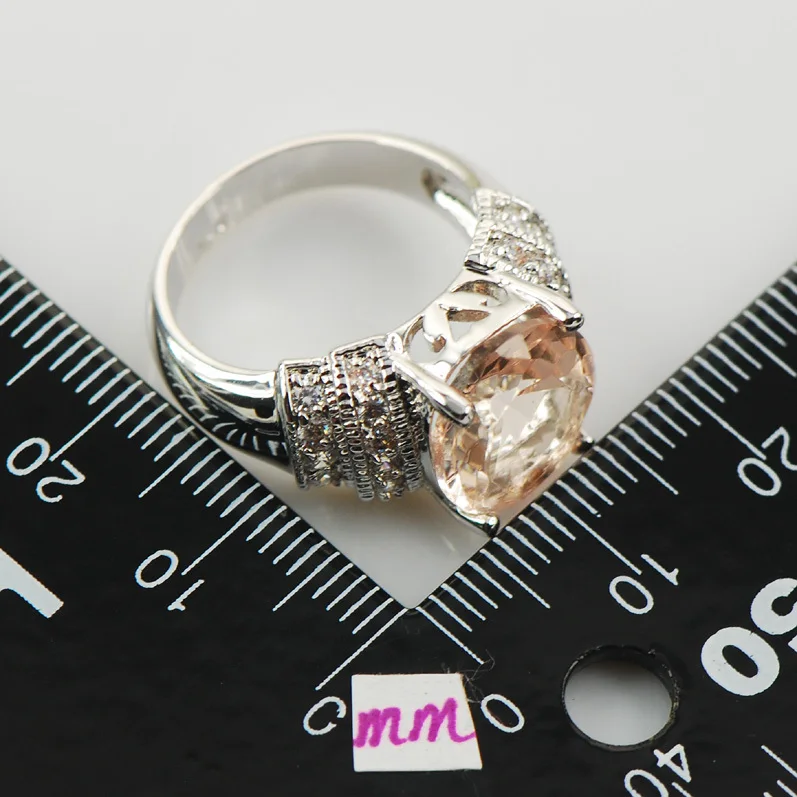 

Morganite Fashion Women 925 Sterling Silver Ring F969 Size 6 7 8 9 10
