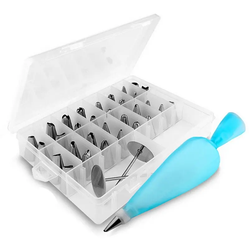 8 PCs Silicone Icing Piping Cream Pastry Bag+6 Stainless Steel Kitchen Dessert Cake Decorating Tools Nozzle DIY Tips Set